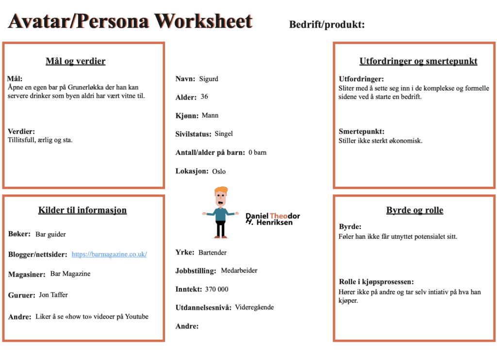 persona worksheet